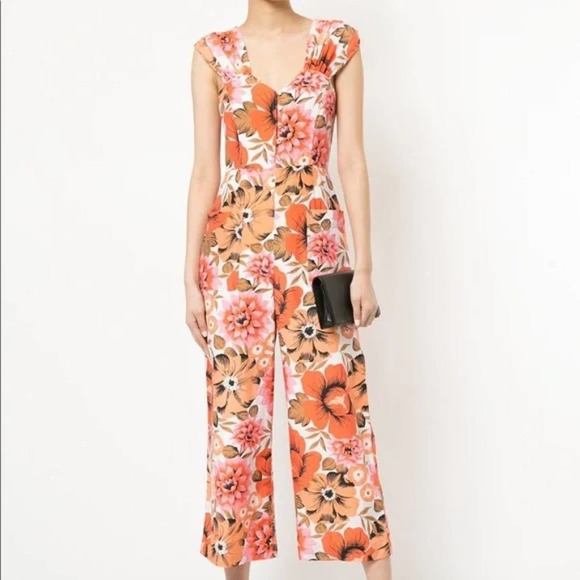 Alice McCall Pants - Alice McCall Stop and Stare Orange Floral Jumpsuit